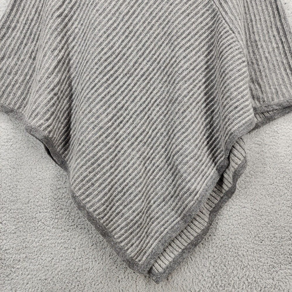 Sofia Cashmere Striped V Neck Poncho One Size 100% Cashmere‎ Grey - Picture 12 of 13
